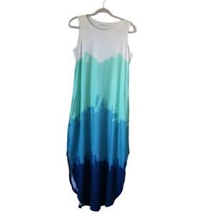 Women's Hount Maxi Dress Pockets Blues Ombre Beach Medium
